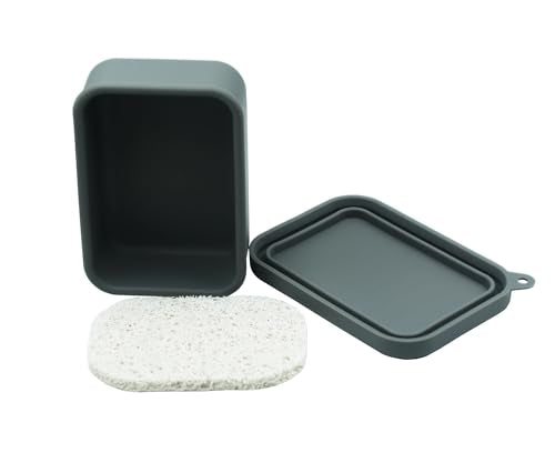 Leakproof Silicone Travel Soap Case,Portable Soap Box with Draining Layer for Shower,Bathroom,Camping,Hiking,Gym (Gray) - color: Gray Silicone Soap Case