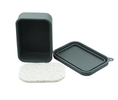 Leakproof Silicone Travel Soap Case,Portable Soap Box with Draining Layer for Shower,Bathroom,Camping,Hiking,Gym (Gray) - color: Gray Silicone Soap Case