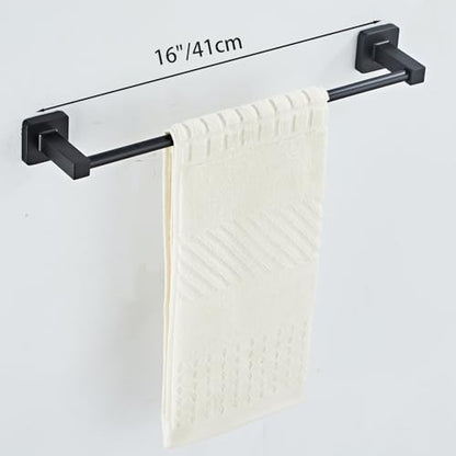 Matte Black Bathroom Hardware Set 8 Pieces,Towel Bar Set Stainless Steel Wall Mounted, Includes 16In Hand Towel Bar, Towel Ring, Robe Towel Hooks,Toilet Paper Holder, Bathroom Towel Rack Set… - color: Matte Black-8pcs, size: 16Inch