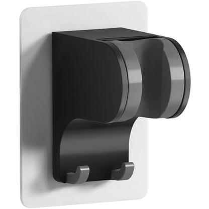 HANLIAN Strong Adhesive Handheld Shower Head Holder Without Drilling | 50° Adjustable Shower Wand Holder Wall Mount with Hooks, Waterproof Hand Held Showerhead Bracket with Hanger(Black, 1 piece) - color: Black