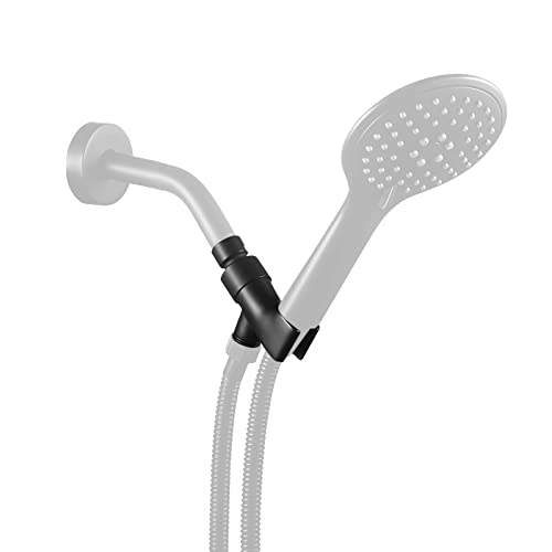 All Metal Shower Head Holder Bracket, Solid Brass Shower Arm Holder for Handheld Shower Head, Adjustable Shower Arm Mount with Brass Swivel Ball, Matte Black