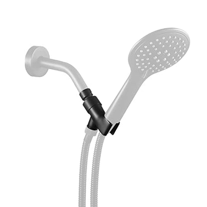 All Metal Shower Head Holder Bracket, Solid Brass Shower Arm Holder for Handheld Shower Head, Adjustable Shower Arm Mount with Brass Swivel Ball, Matte Black