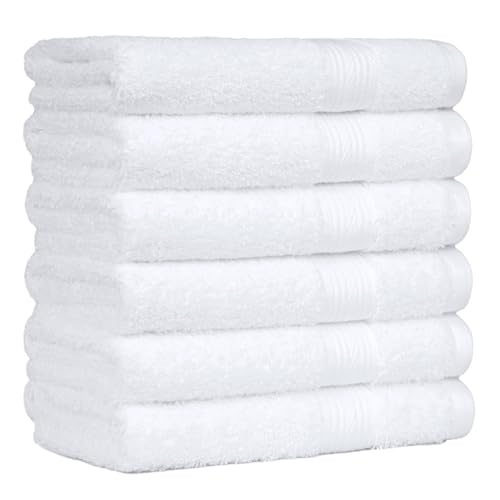 Amazon Basics 100% Cotton Hand Towels, Fade-Resistant, Soft and Absorbent, 16 x 26 inches, White, 6-Pack - color: White, size: Hand Towel (Pack of 6), style: Classic