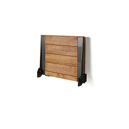 Seachrome 18 inch Silhouette Slimline Folding Wall Mount Shower Bench Seat, Natural Teak Wood with Matte Black Frame - color: Teak Wood With Matte Black Frame