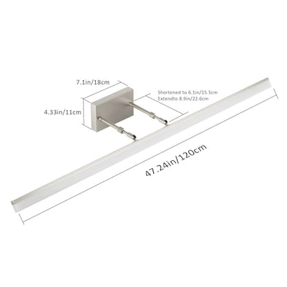 Aipsun 48inch Brushed Nickel Bathroom Llight Fixtures LED Vanity Light Adjustable Modern Vanity Lights Over Mirror Rotatable Lighting 5500K - color: Brushed Nickel, size: 47.2 in