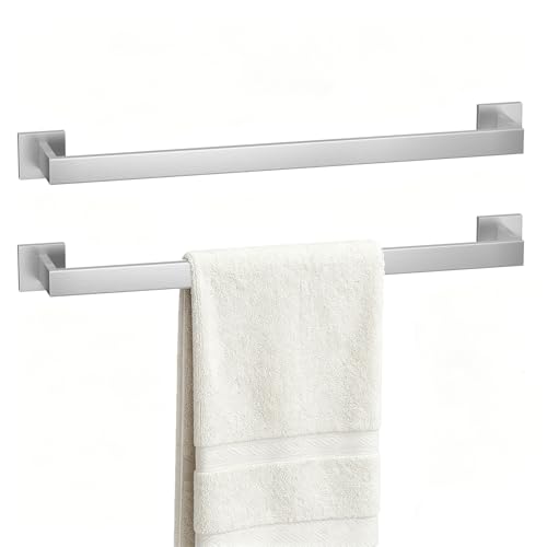 23.6 Inches Brushed Nickel Bathroom Towel Bar Set, 2-Piece Square Wall Mounted Towel Rack, Wall Mounted 304 Stainless Steel Towel Holder for Bathroom - color: Brushed Nickel, size: 2 pack