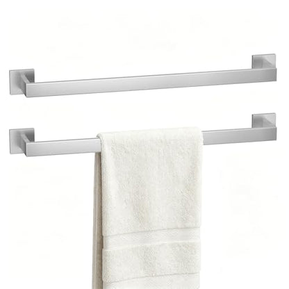 23.6 Inches Brushed Nickel Bathroom Towel Bar Set, 2-Piece Square Wall Mounted Towel Rack, Wall Mounted 304 Stainless Steel Towel Holder for Bathroom - color: Brushed Nickel, size: 2 pack