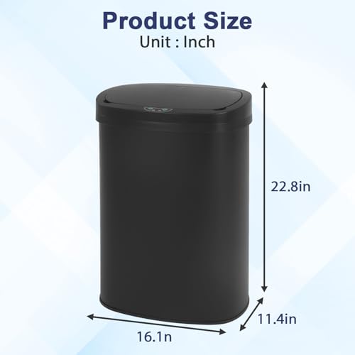 Kitchen Trash Can Automatic Black Trash Can with Lid 13 Gallon Garbage Bin | Motion Sensor Bathroom Trash Can,50 Liter Touchless Trash Bin,Garbage Can Waterproof Wastebasket for Toilet,Office,Caravans, - color: Black