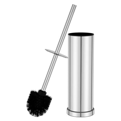 Silver Toilet Brush and Holder Set，Stainless Steel Heavy Duty Toilet Bowl Brush，Extra Long Handled Modern Toilet Cleaner Brush with Replaceable Head, Removable Inner Bowl, and Splash Protection - color: Silver, size: 1 Pack