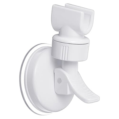 Adjustable Shower Head Holder, White Shower Hand Held Holder Bathroom Removable Suction Cup Handheld Showers Head Bracket Wall Mount Bracket for Marble Glass Metal Ceramic Smooth Surfaces