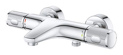 GROHE Precision Feel | Exposed Thermostatic Bath Mixer Valve | Cool Touch | Wall Mounted | Safety Button at 38°C | Knurl Grip | Diverter: Bath/Shower | Less Water & Perfect Flow | Chrome | 34788000