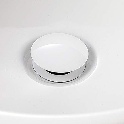 Solid Brass White Color Bathroom Faucet Sink Drain Stopper Vessel Vanity Pop Up Drain Without Overflow | Solid Drain Stopper White Color Bathroom Assembly Fits 1.57 to 2.36 Inch Sink Openings with 1-1/4 Inch Large Cap And Basket - size: Without Overflow