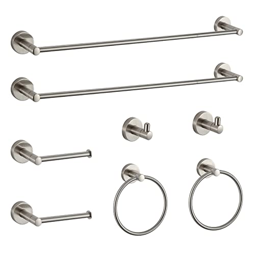BGL Bathroom Hardware Set Brushed Nickel Bathroom Accessory Set Towel Bar 8 Pieces - color: Brushed Nickel, size: 8 PIECES