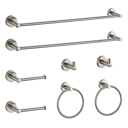BGL Bathroom Hardware Set Brushed Nickel Bathroom Accessory Set Towel Bar 8 Pieces - color: Brushed Nickel, size: 8 PIECES