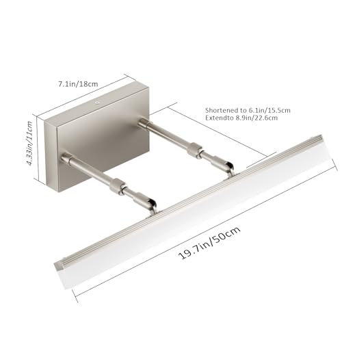 Aipsun Brushed Nickel Vanity Light Adjustable 20 inch Modern LED Bathroom Light Fixtures Over Mirror Rotatable Vanity Lighting 5500K - color: Brushed Nickel, size: 19.7 in