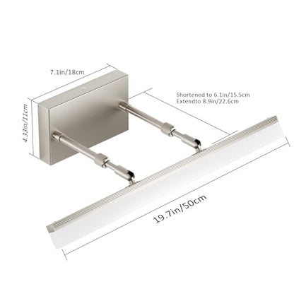 Aipsun Brushed Nickel Vanity Light Adjustable 20 inch Modern LED Bathroom Light Fixtures Over Mirror Rotatable Vanity Lighting 5500K - color: Brushed Nickel, size: 19.7 in