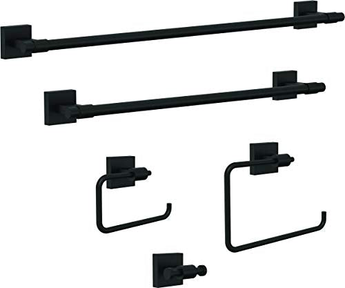 Franklin Brass Hand Towel Holder | Square Matte Black Ring for Hanging Towels in Kitchen, Bathroom | Maxted Accessories - color: Matte Black