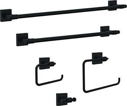 Franklin Brass Hand Towel Holder | Square Matte Black Ring for Hanging Towels in Kitchen, Bathroom | Maxted Accessories - color: Matte Black