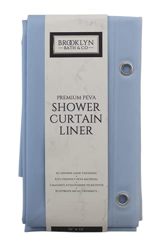 Dependable Industries inc. Essentials Premium 6 Guage PEVA Shower Curtain Liner - PVC Free Magnetized Bottom Odorless with Rustproof Grommets (Light Blue) - color: Light Blue