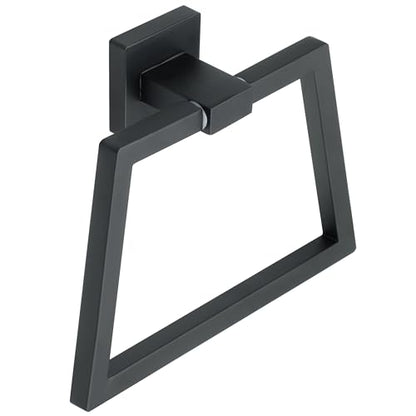 Alise Hand Towel Holder for Bathroom Wall Mounted,Matte Black | Trapezoid Bath Towel Ring Towel Rack for Bathroom Kitchen Walls,SUS304 Stainless Steel Towel Hanger for Bathroom - color: Matte Black