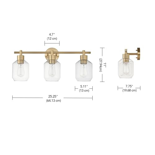 Globe Electric 51638 3-Light Vanity All-in-One Bathroom Set, 5 Piece Gold Finish - color: Gold