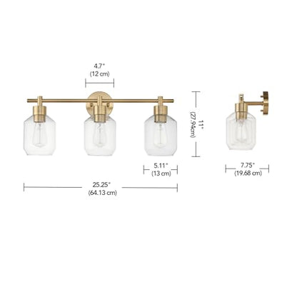 Globe Electric 51638 3-Light Vanity All-in-One Bathroom Set, 5 Piece Gold Finish - color: Gold