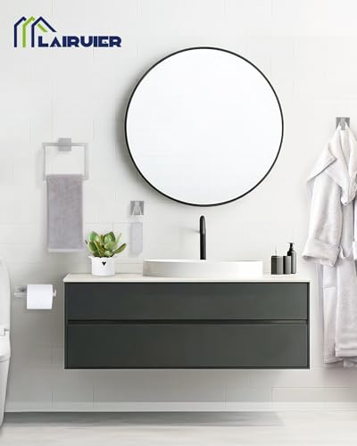 Brushed Nickel Bathroom Accessories, Toilet Paper Holder,Towel Ring & Hooks | Lairuier Bathroom Hardware Set, Toilet Paper Holder Set SUS304 Stainless Steel Bath Hand Towel Ring for Bathroom Wall Mounted - color: Brushed Nickel