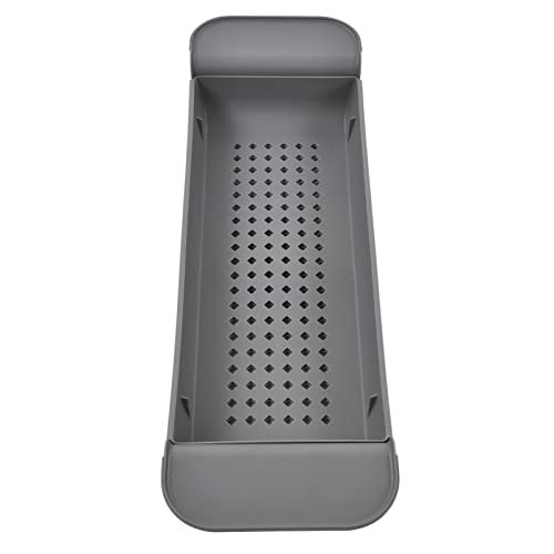 Telescopic Bathtub Holder, Eco-Friendly Bath Shelf, Caddy Tray for Book Lovers, for Bathroom Entertainment (Grey) - color: Gray