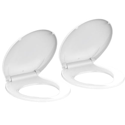GarveeHome Whisper-Close Round Toilet Seat in White – Ultra-Smooth Quiet Lid, Stain-Resistant & Tool-Free Install, Fits All Standard Round Toilets（2pcs/box) - color: Standard （2pcs/box), size: Round & White