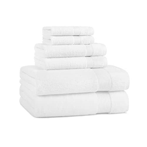 Arkwright Solid 6 Piece Bath Towel Set, 100% Cotton 600 GSM Soft Absorbent Bathroom Towels for Hotel, Spa or Vacation Rental, Dove White (2 Bath Towels, 2 Hand Towels, 2 Washcloths) - color: Dove White
