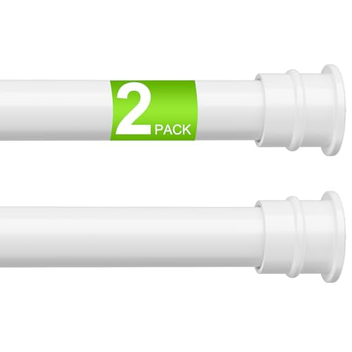 2 Pack No Drill Tension Curtain Rods 28 to 48 Inch White Small Curtain Rod Adjustable No Drilling for Window,Kitchen,Closet,Doorway,Bedroom - color: White, size: 28-48inch-2PCS