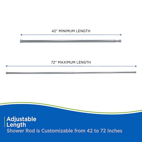 Kenney KN609L/13 Twist & Fit No Tools Spring Tension Standard Shower Curtain Rod with Non-Slip, Non-Scratch Ends, 42-72" Adjustable Length, Easy Install, Silver, 1" Diameter Rust Resistant Steel Tube - color: Silver
