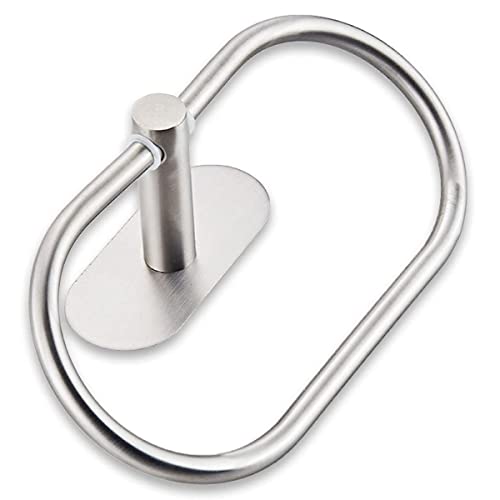 Towel Ring Self Adhesive No Drill Hand Towel Holder for Bathroom SUS 304 Stainless Steel Brushed Nickel Towel Rack(Silvery)