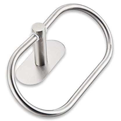 Towel Ring Self Adhesive No Drill Hand Towel Holder for Bathroom SUS 304 Stainless Steel Brushed Nickel Towel Rack(Silvery)