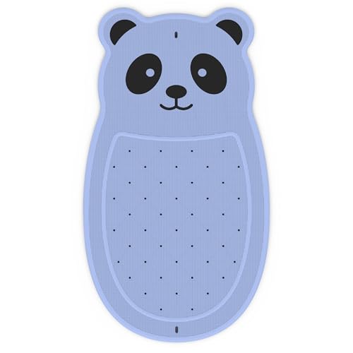 Panda Bathtub Mat Non Slip Kids Natural Rubber Low Odor, Bath Mat for Tub Non Slip for Baby 32"x18", Anti-Slip Surface and Strong Suction Cups Dual Anti-Slip, Machine Washable, Blue - color: Blue