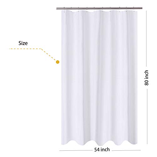 N&Y HOME Fabric Shower Curtain Liner Extra Long Stall Size 54 x 80, White | Hotel Quality, Bottom Magnets, Machine Washable, Water Repellent, 54x80 inches Bathroom Curtain with Grommets - color: White, size: 54"W x 80"L (Pack of 1)