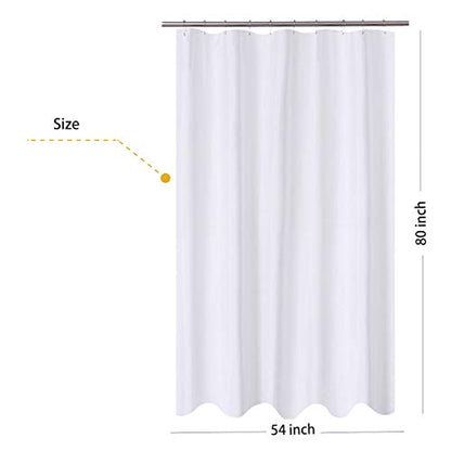 N&Y HOME Fabric Shower Curtain Liner Extra Long Stall Size 54 x 80, White | Hotel Quality, Bottom Magnets, Machine Washable, Water Repellent, 54x80 inches Bathroom Curtain with Grommets - color: White, size: 54"W x 80"L (Pack of 1)