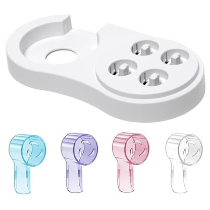 Toothbrush Head Covers & Toothbrush Holder for Oral B & iO Series, Multicolor and White - color: White & Transparent, Pink, Blue and Purple