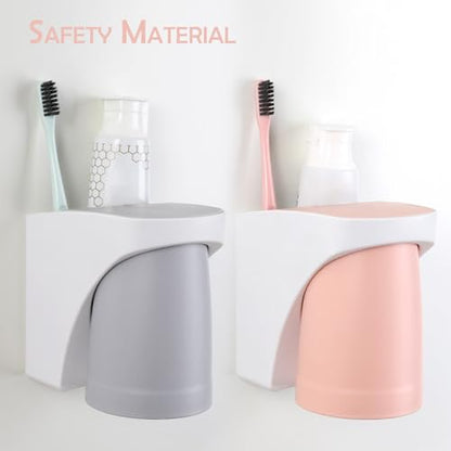 Toothbrush Holder Wall Mounted Suction Cup Set, sgzscl Bathroom Storage Organizer Space Saving for Family Members Father Mother and Son/Daughter (Noblewhite) - color: Noblewhite
