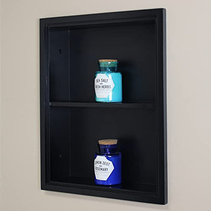 14x18 Sloane Recessed Wall Niche Medicine Cabinet Replacement, in The Wall Bathroom Cabinet Insert Shelf/Shelves, Made in North America, Real Wood, NO MDF, Black Plain Back - color: Black, size: 14x18