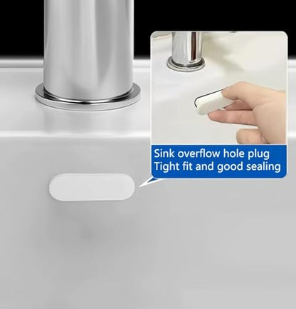 4 Pcs Rubber Sink Hole Cover, Oval Overflow Cover for Kitchen & Bathroom Basins, Reusable