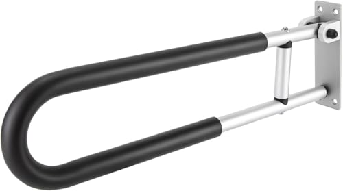 Folding Bathroom Safety Rail 60x15cm, Anti-Slip Grab Bar for Elderly, Disabled & Pregnant, Drop Down Support for Toilet Safety, Black