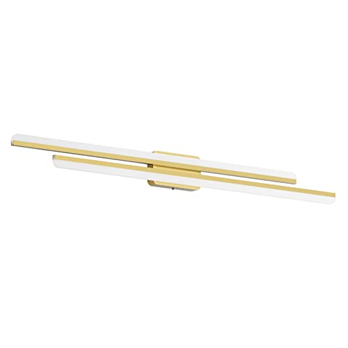 Ralbay 48" Gold Vanity Lights 48W Frosted Aluminum Modern LED Gold Bathroom Vanity Light Fixtures Over Long Mirror Modern Gold Bath Lighting 6000K White Light - color: Gold, size: 48 inch