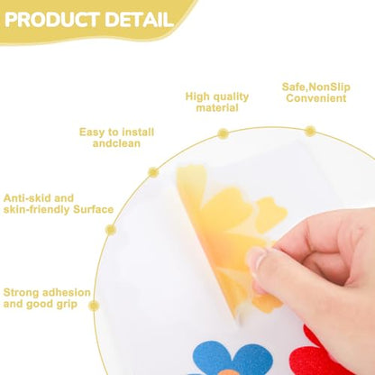 PRATIQUE Non Slip Bathtub Stickers, 6 Pages Flower Star Adhesive Kids Anti Slip Decal Threads for Shower Floor and Bath Tub Decals (Flower) - color: Flower