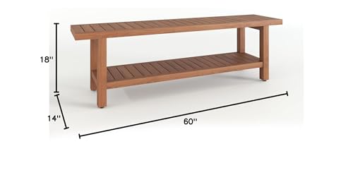 AquaTeak 60" Spa Manor Teak Shower Bench with Shelf | Durable, Water-Resistant Teak, Shower Chair & Shaving Foot Rest, Indoor/Outdoor Use