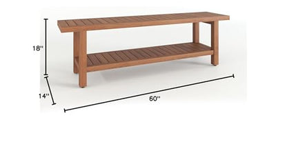 AquaTeak 60" Spa Manor Teak Shower Bench with Shelf | Durable, Water-Resistant Teak, Shower Chair & Shaving Foot Rest, Indoor/Outdoor Use