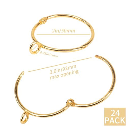 Openable Curtain Rings with Eyelets,2inch Heavy Duty Rustproof Metal Drapery Rings,Shower Curtain Rings 24pcs Gold Zocang - color: Gold, size: 2inch Inside Diameter