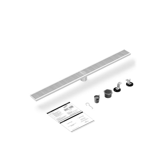 304 Stainless Steel Linear Shower Drain, Bathroom Drain with Removable Grate & Hair Catcher, Waterproof Tile Floor Drain, CUPC Certified (Brushed Finish, 40 Inch) - size: 40 Inch