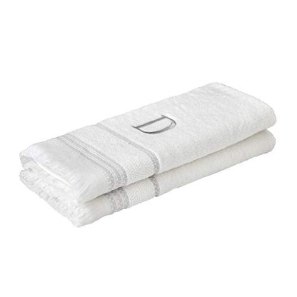 SKL Home Casual Monogram Hand Towel Set, D, 16x26, White 2 Count - color: Casual Monogram Hand Towel Set, size: Hand Towel Set, style: D