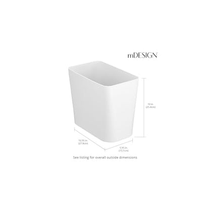 mDesign Plastic Small 3-Gallon Wastebasket, Trashcan Container Bin - for Bathroom, Bedroom, Kitchen, Home Office, Laundry Room - Holds Trash, Garbage, Waste - White - color: White
